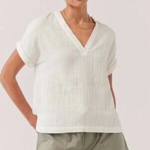 Pact Coastal Gauze Daily Top in Ivory M/L
